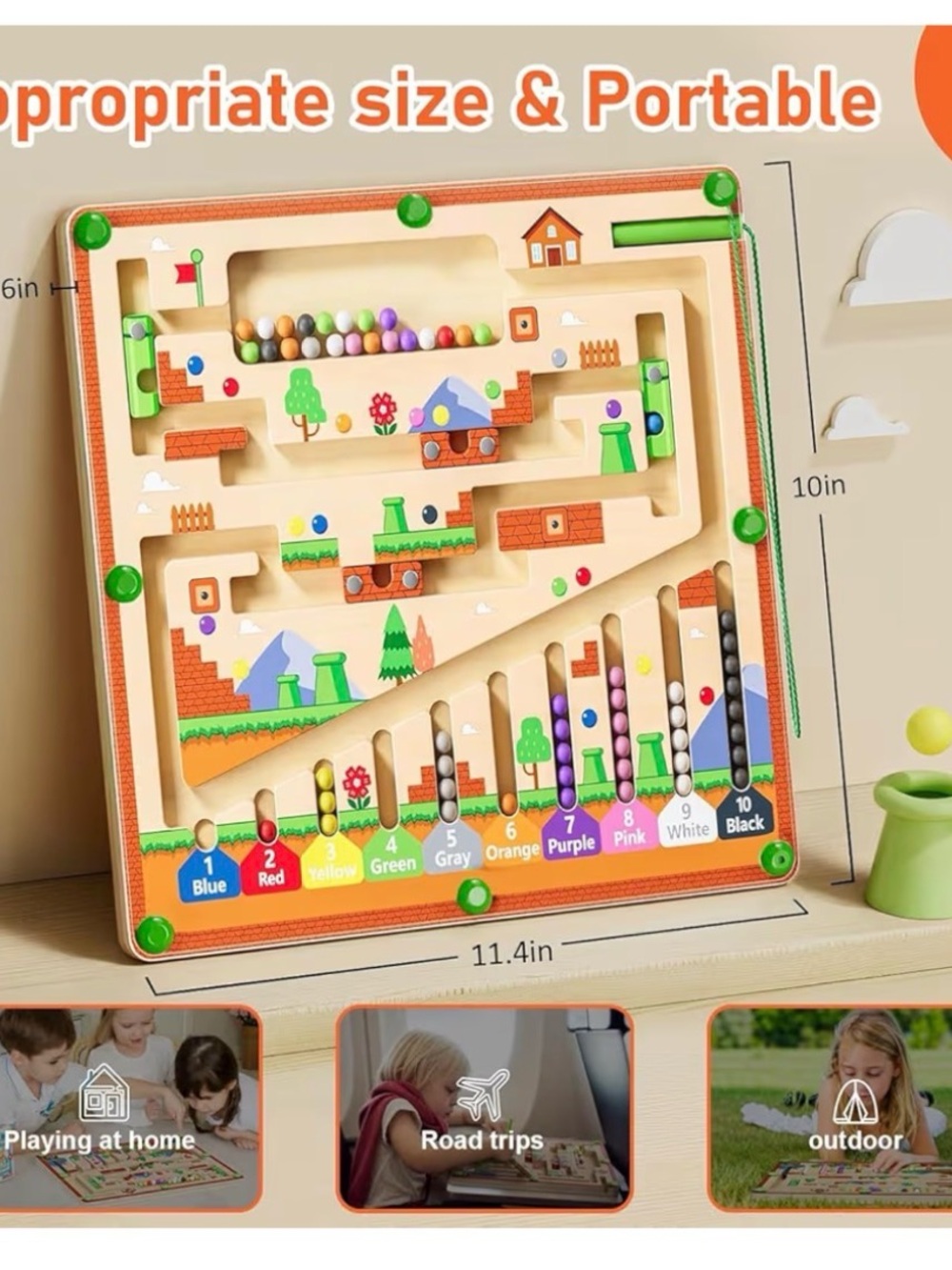 Magnetic Color and Number Maze for Montessori Toys,Wooden Matching Learning